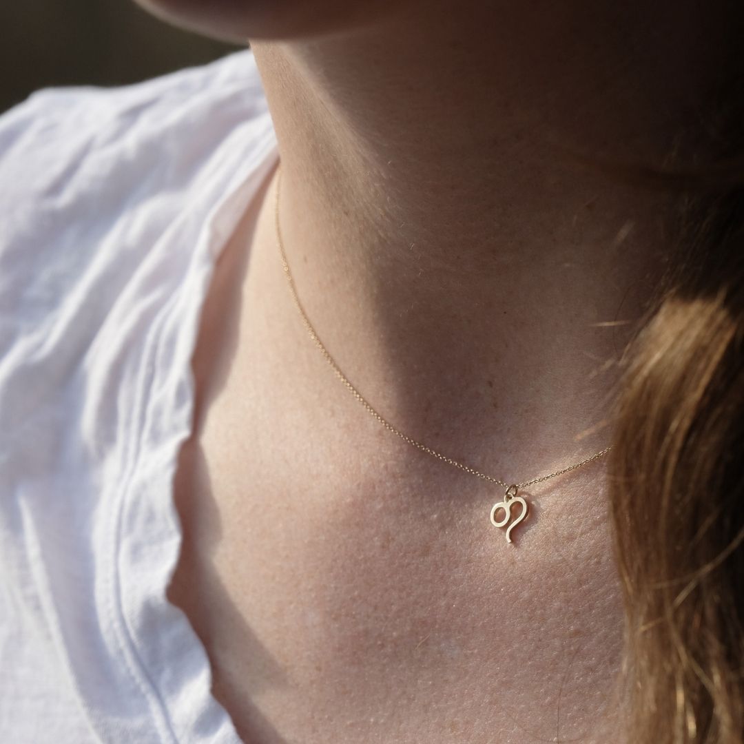14k Gold Leo Sign Necklace | Zodiac Necklace | Horoscope Jewelry | mazi + zo