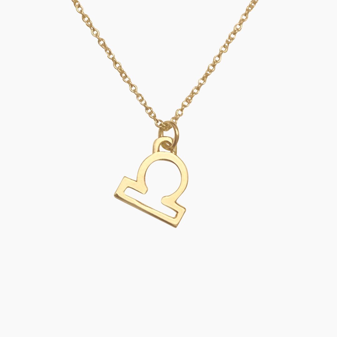 14k Gold Libra Sign Necklace | Zodiac Necklace | Horoscope Jewelry | mazi + zo