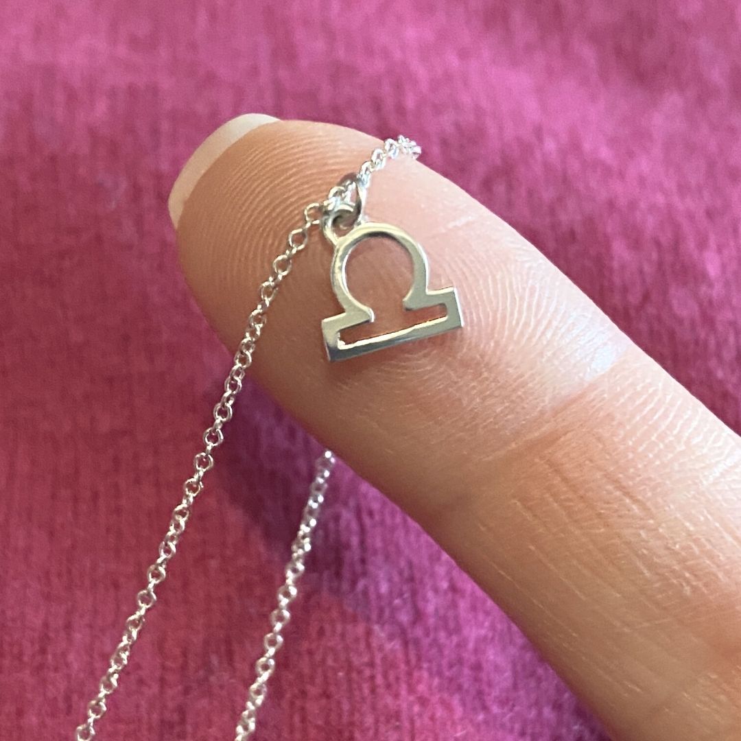 Sterling Silver Libra Sign Necklace | Zodiac Necklace | Horoscope Jewelry | mazi + zo