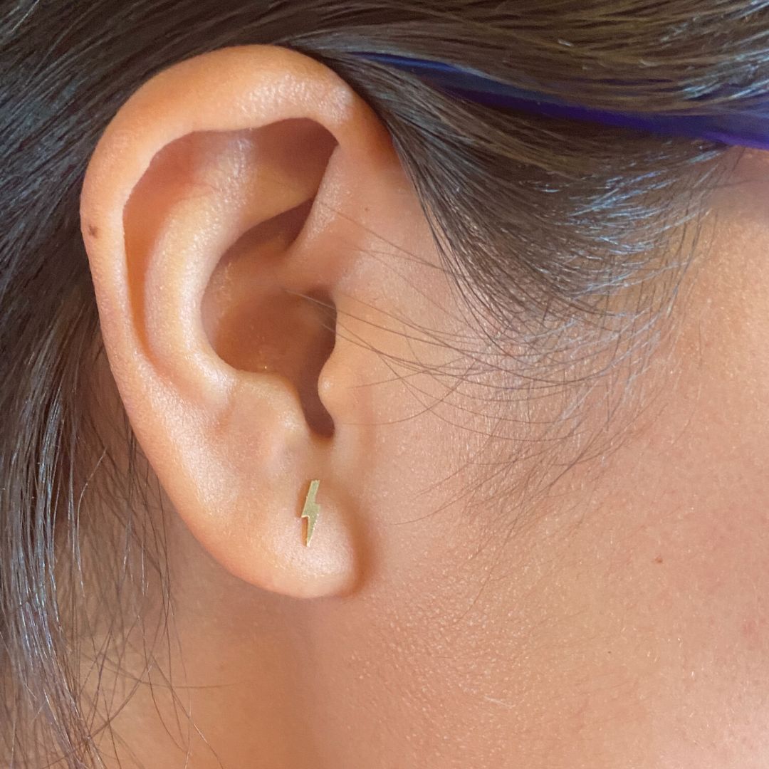 14k Gold Lightning Bolt Earrings | mazi + zo jewelry