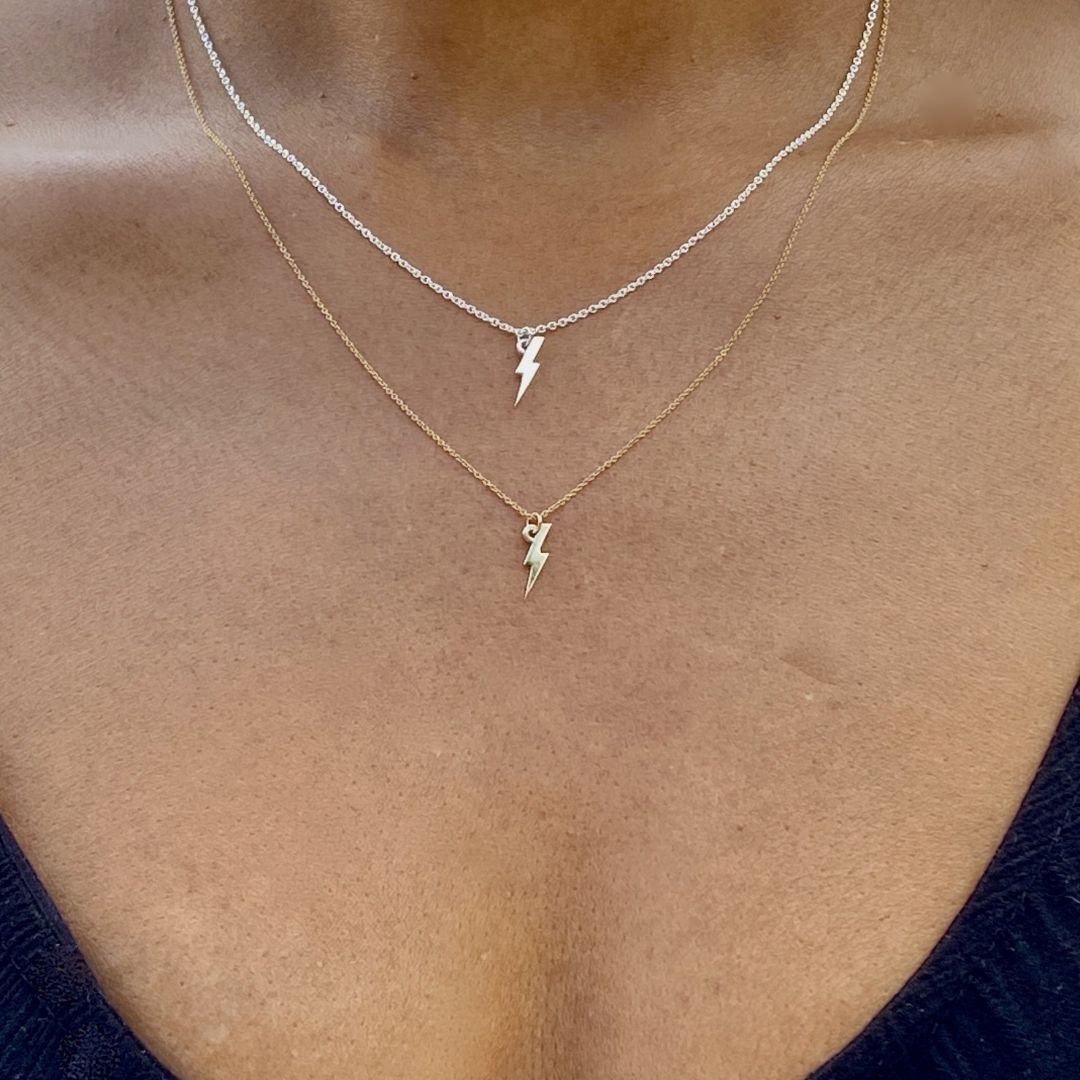 Sterling Silver Lightning Bolt Necklace | mazi + zo jewelry