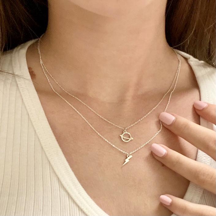 Sterling Silver Lightning Bolt Necklace | mazi + zo jewelry