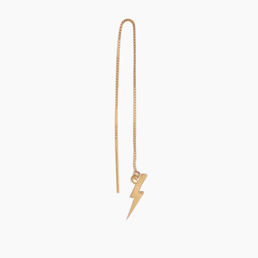 14k Gold Lightning Bolt Threader Earrings | mazi + zo