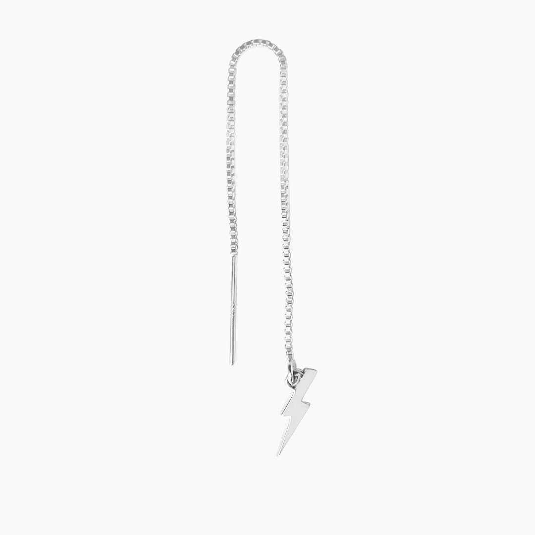 Sterling Silver Lightning Bolt Threader Earrings | mazi + zo