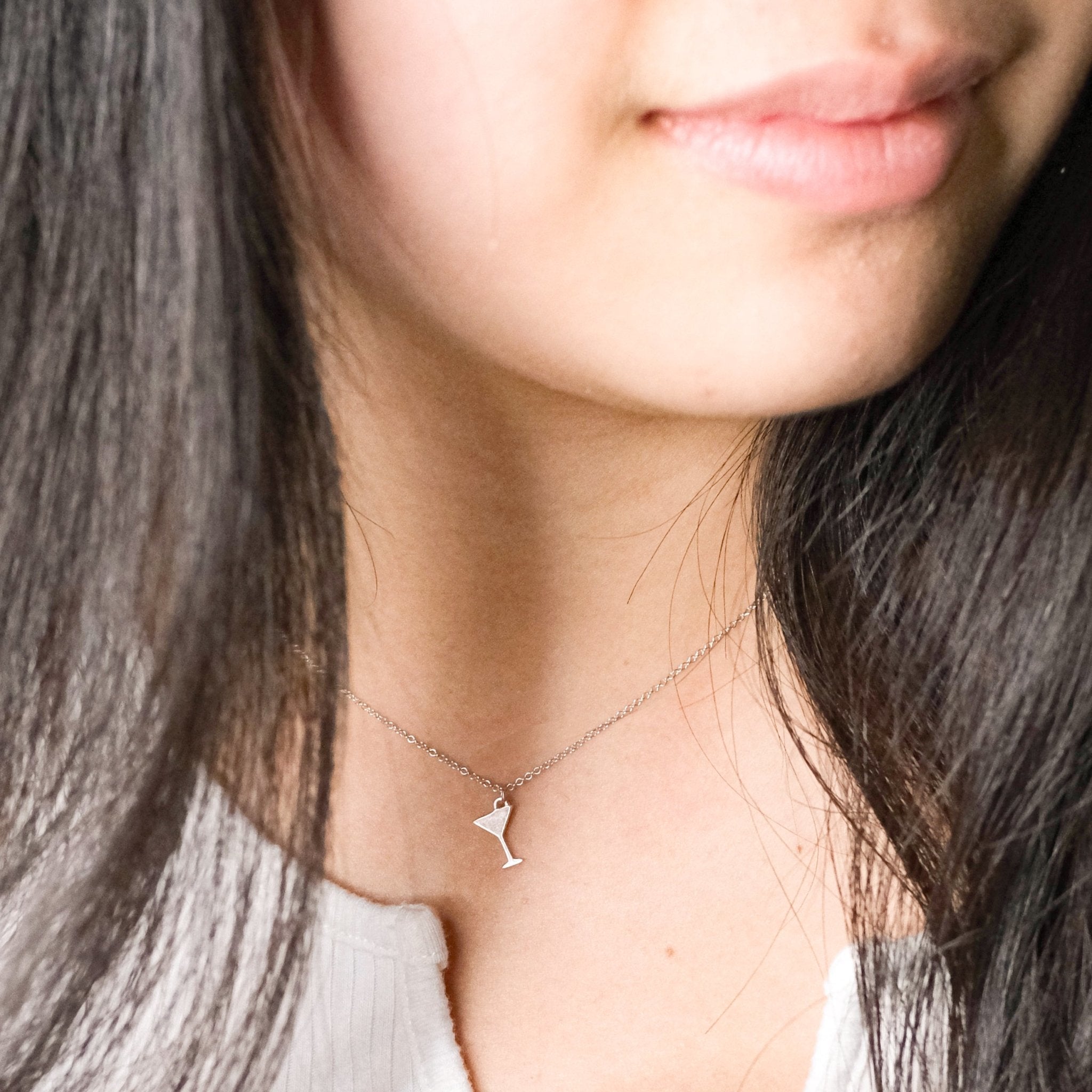 Sterling Silver Martini Glass Necklace| mazi + zo
