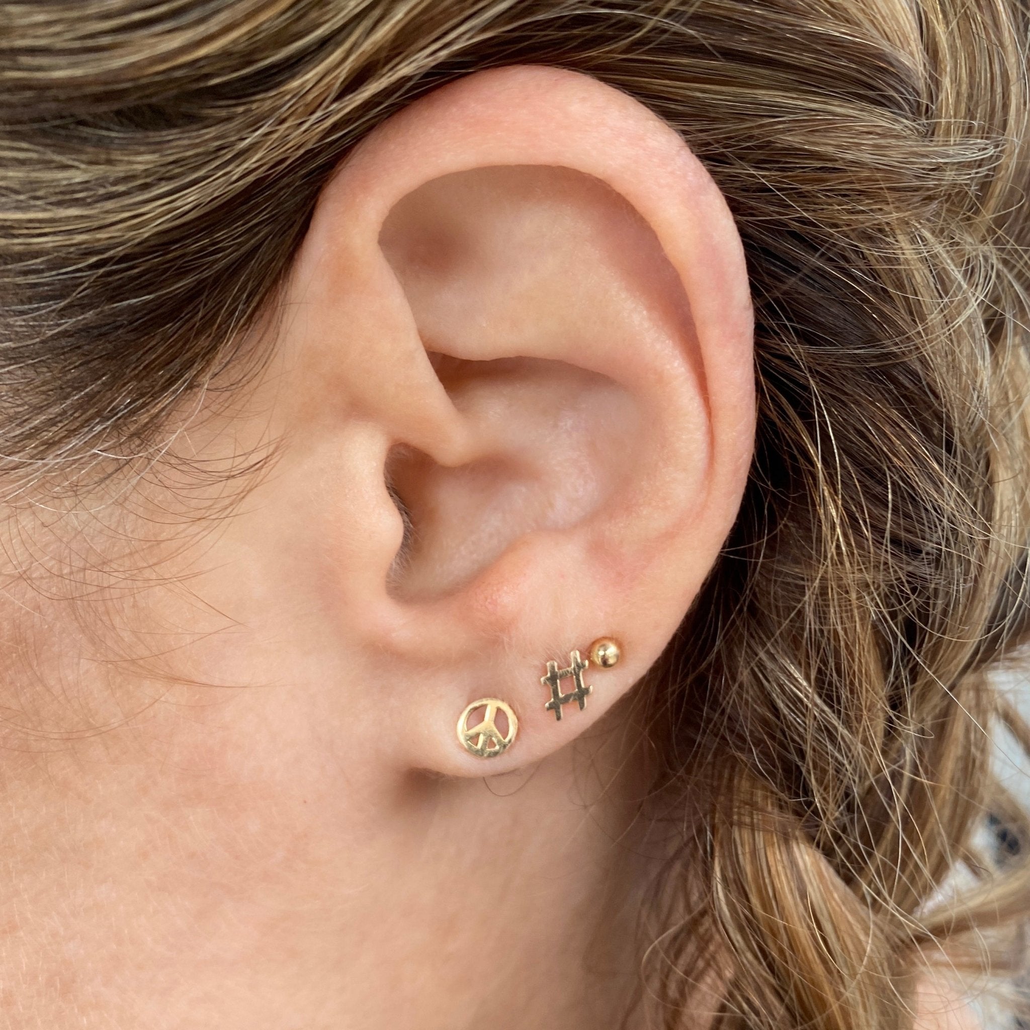 14k Gold Peace Sign Earrings | mazi + zo jewelry