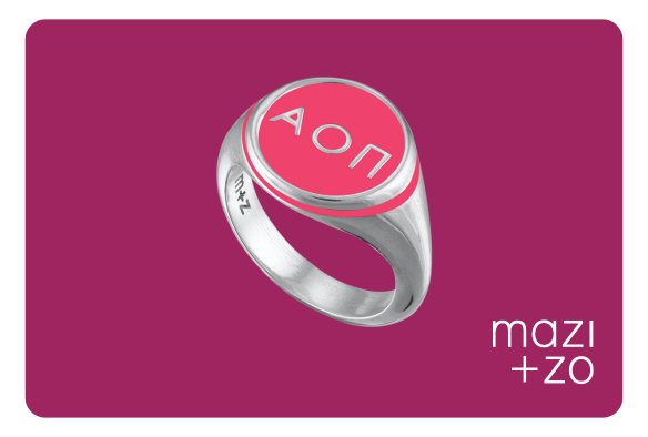 Alpha Omicron Pi Personalized Ring | mazi + zo sorority jewelry