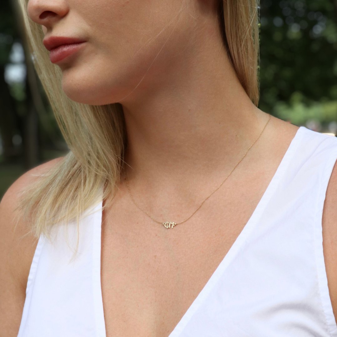 14k Gold Phi Mu Necklace | mazi + zo sorority jewelry