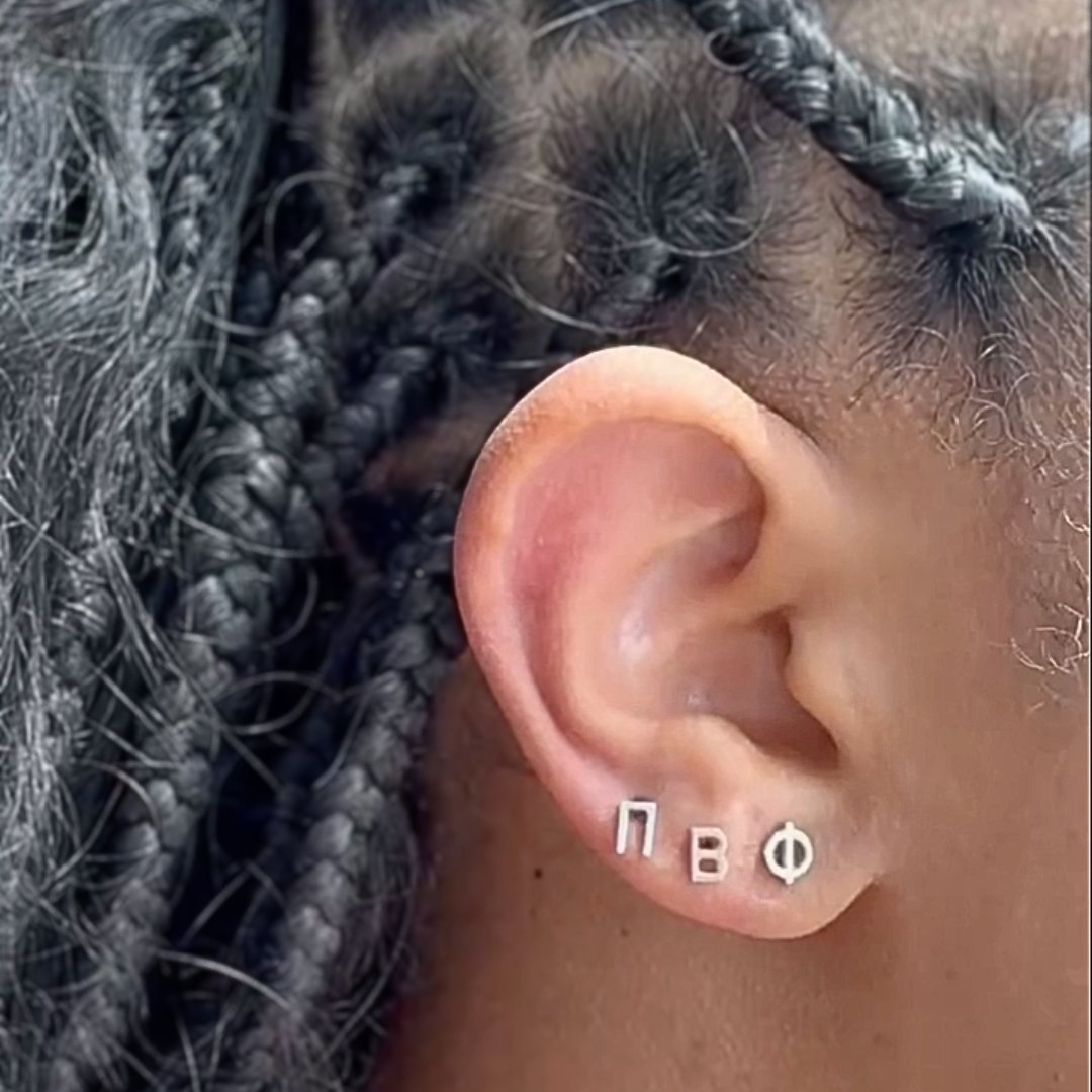 Silver Pi Beta Phi Earrings | mazi + zo sorority jewelry