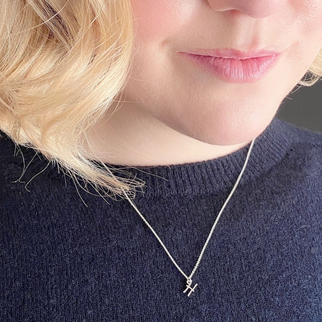 Sterling Silver Pisces Sign Necklace | Zodiac Necklace | Horoscope Jewelry | mazi + zo