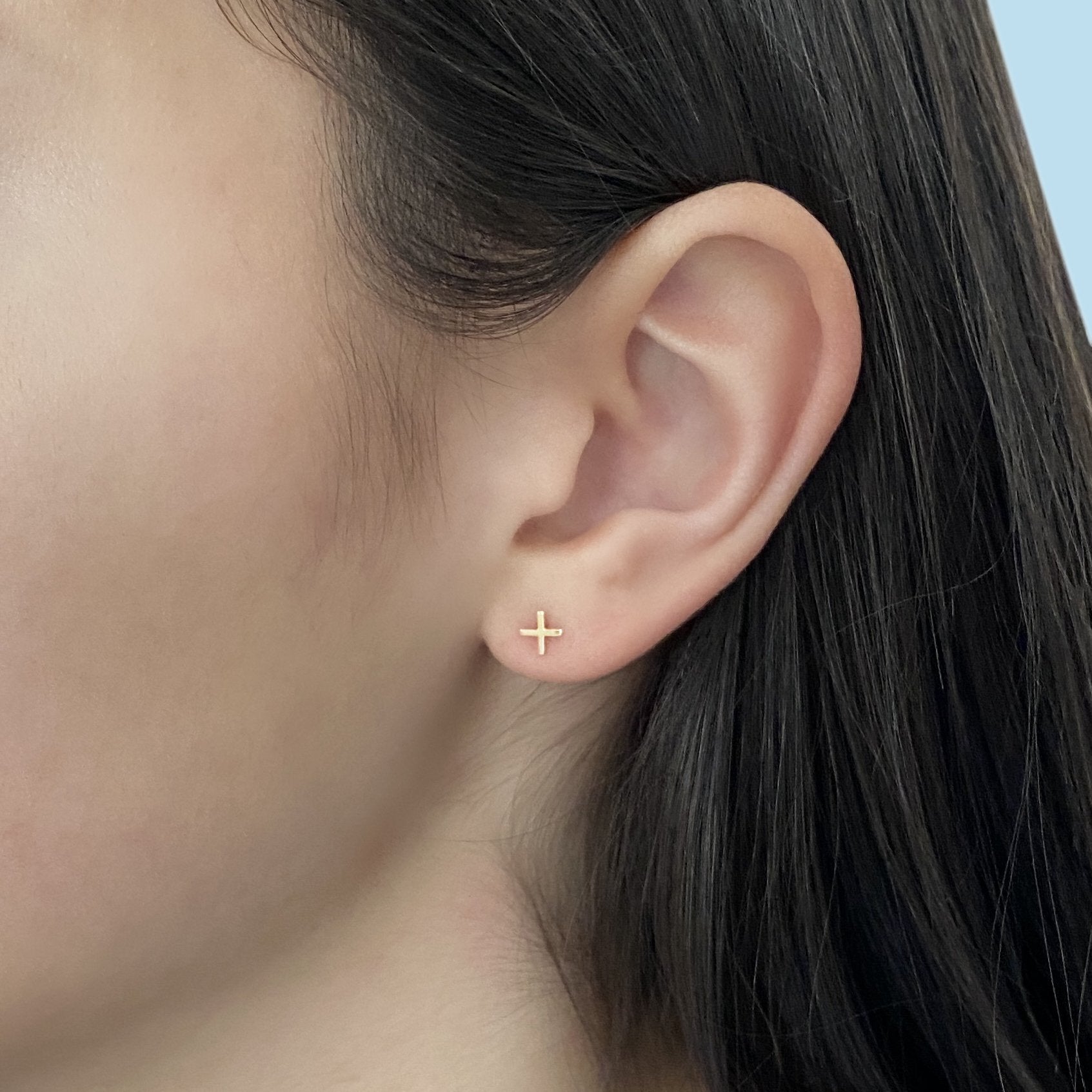 14k Gold Plus Sign Earrings | mazi + zo jewelry