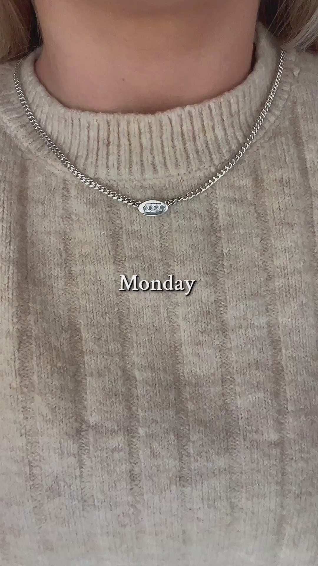 Video of a Silver Tri Sigma necklace modeled with different tops  mazi + zo sorority jewelry