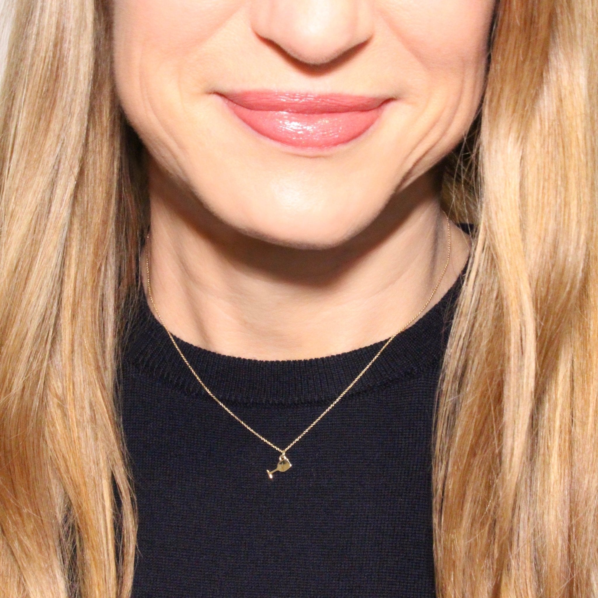 14k Gold Red Wine Glass Necklace| mazi + zo