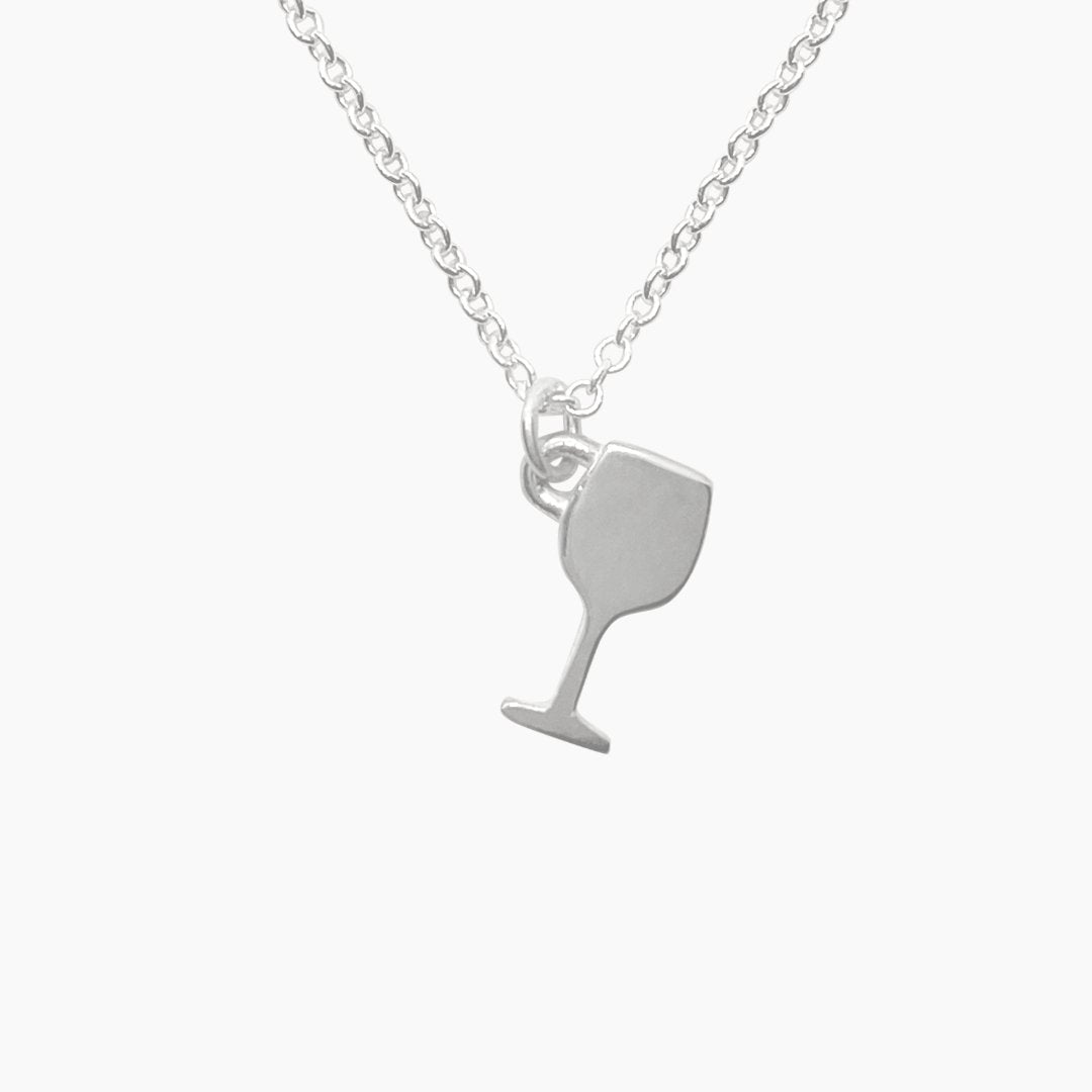 Sterling Silver Red Wine Glass Necklace| mazi + zo