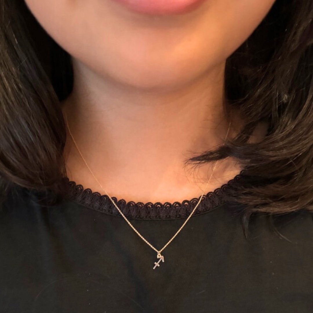 14k Gold Sagittarius Sign Necklace | Zodiac Necklace | Horoscope Jewelry | mazi + zo