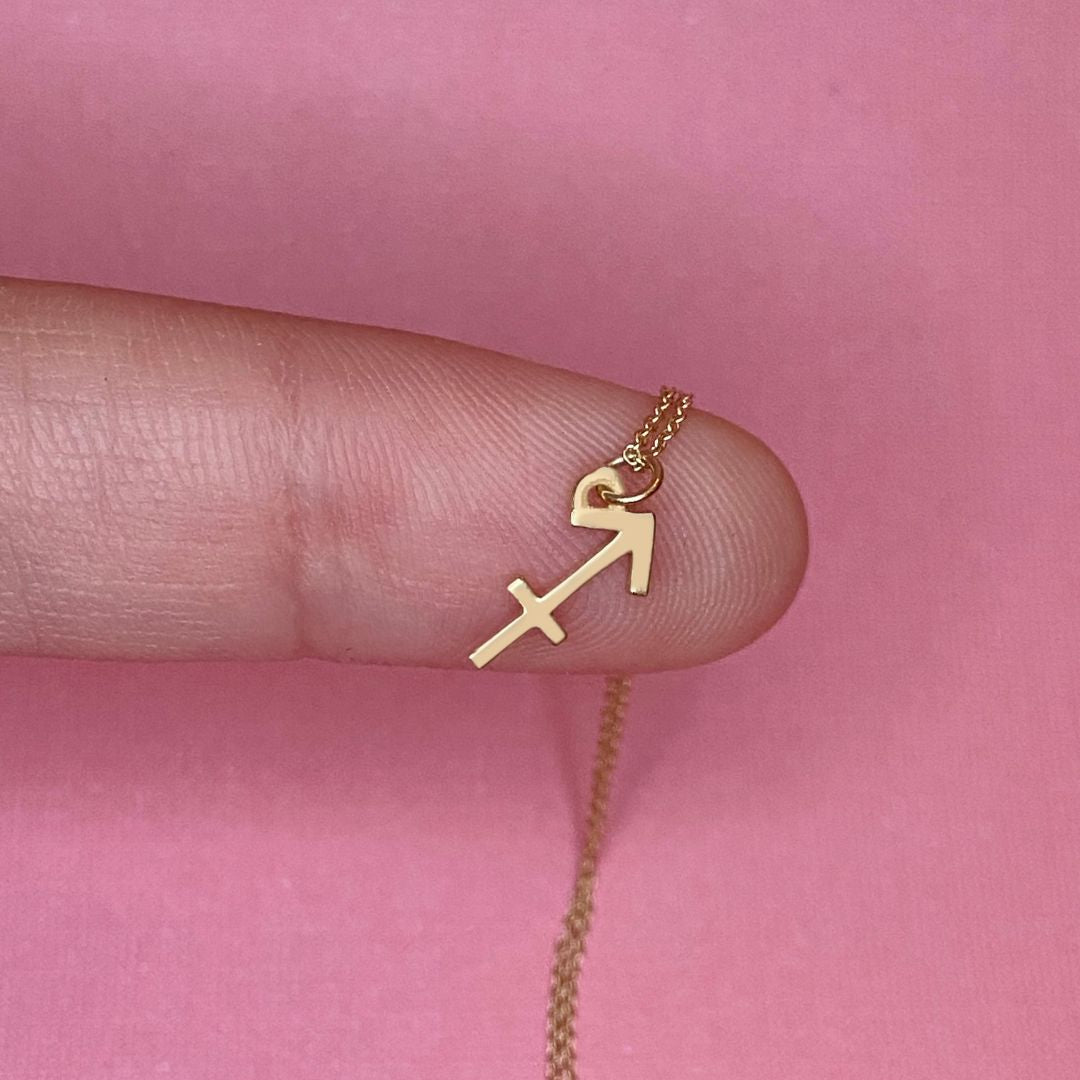 14k Gold Sagittarius Sign Necklace | Zodiac Necklace | Horoscope Jewelry | mazi + zo