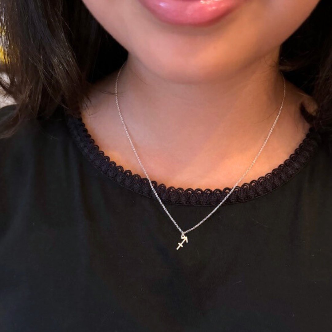 Sterling Silver Sagittarius Sign Necklace | Zodiac Necklace | Horoscope Jewelry | mazi + zo