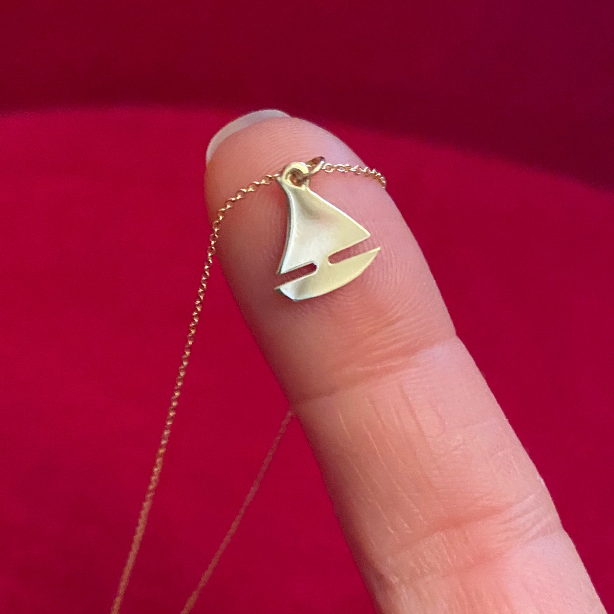 Tri Sigma Sailboat Necklace in 14k Gold | mazi + zo sorority jewelry