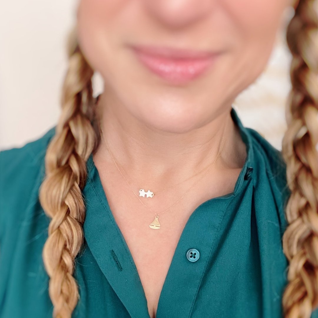 Tri Sigma Sailboat Necklace in 14k Gold | mazi + zo sorority jewelry