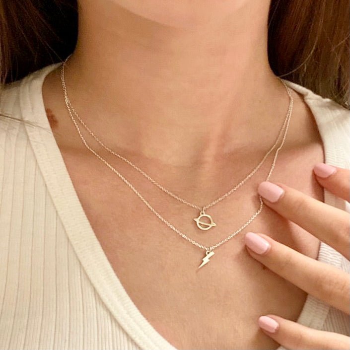 Sterling Silver Saturn Necklace | mazi + zo jewelry