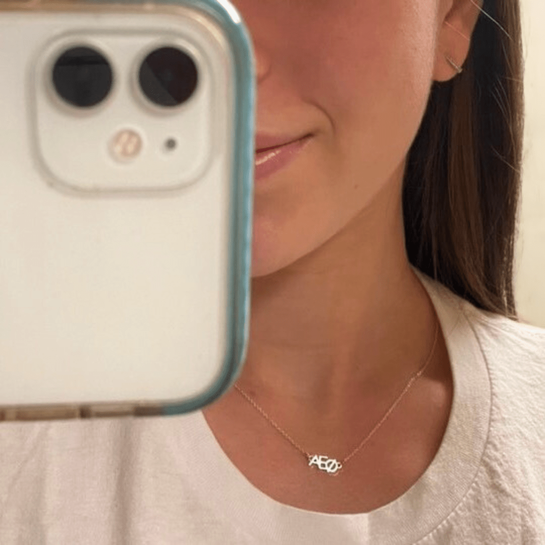 Sterling Silver Alpha Epsilon Phi Necklace | AEPhi | mazi + zo sorority jewelry