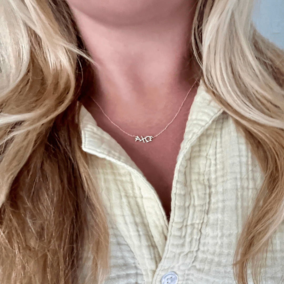 Sterling Silver Alpha Chi Omega Necklace | mazi + zo sorority jewelry