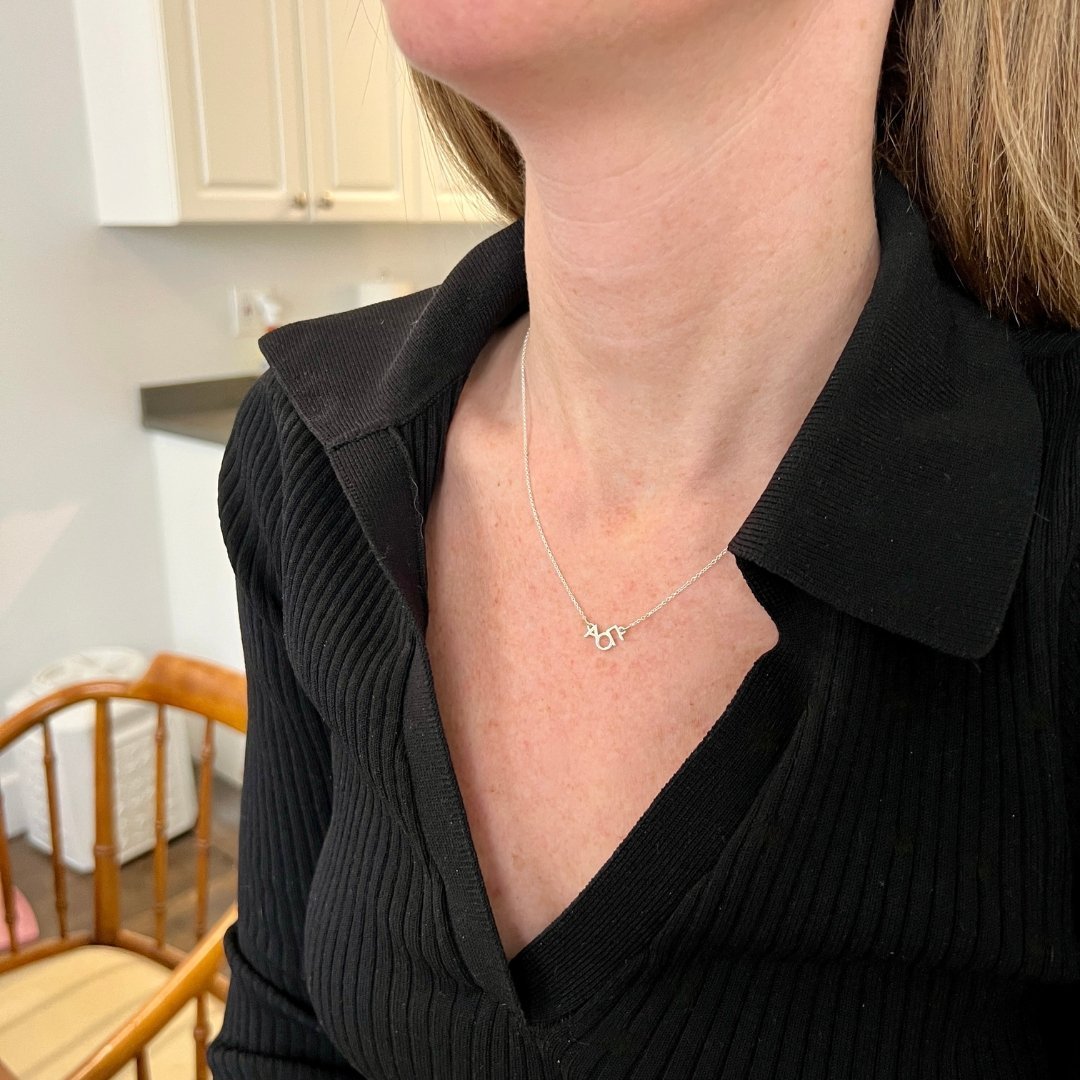Sterling Silver Alpha Omicron Pi necklace | mazi + zo sorority jewelry