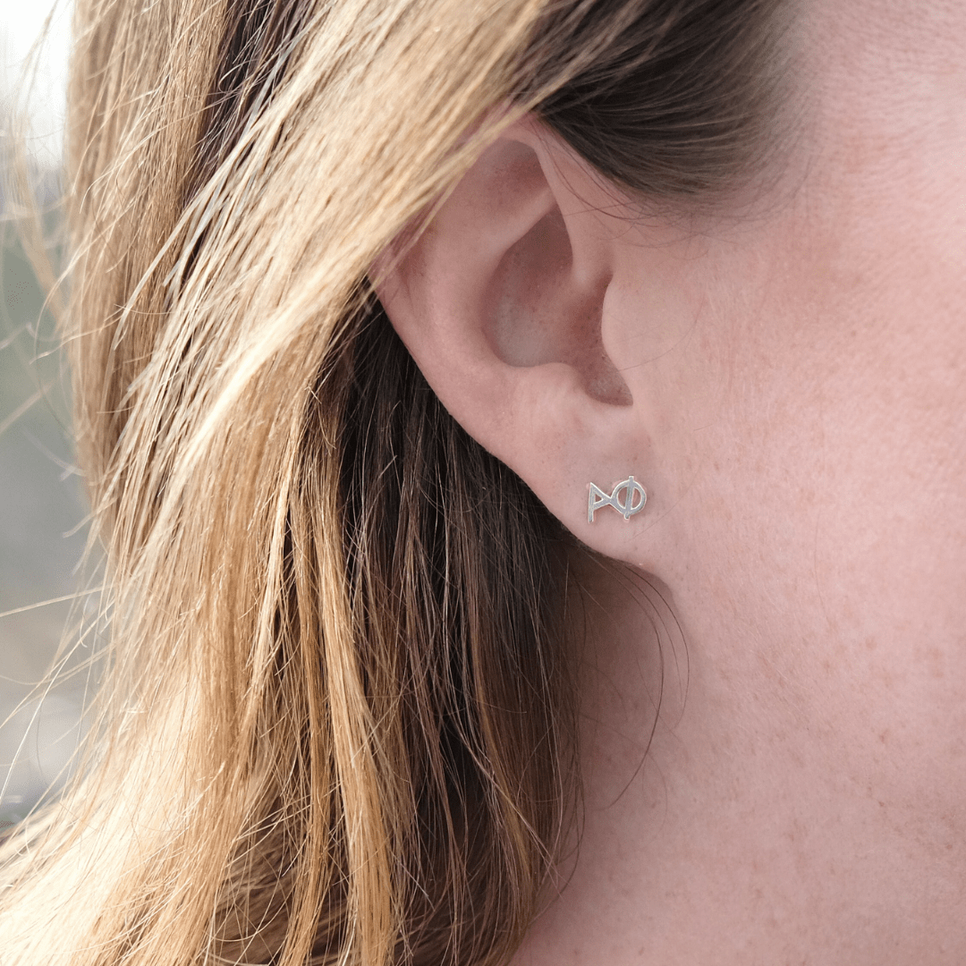 Silver Alpha Phi Earring