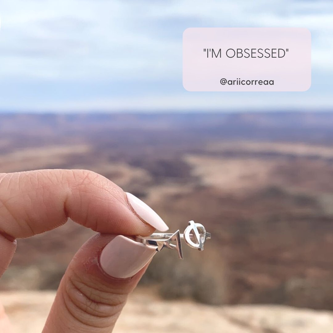 Sterling Silver Alpha Phi (APhi) ring | mazi + zo sorority jewelry on @ariicorreaa