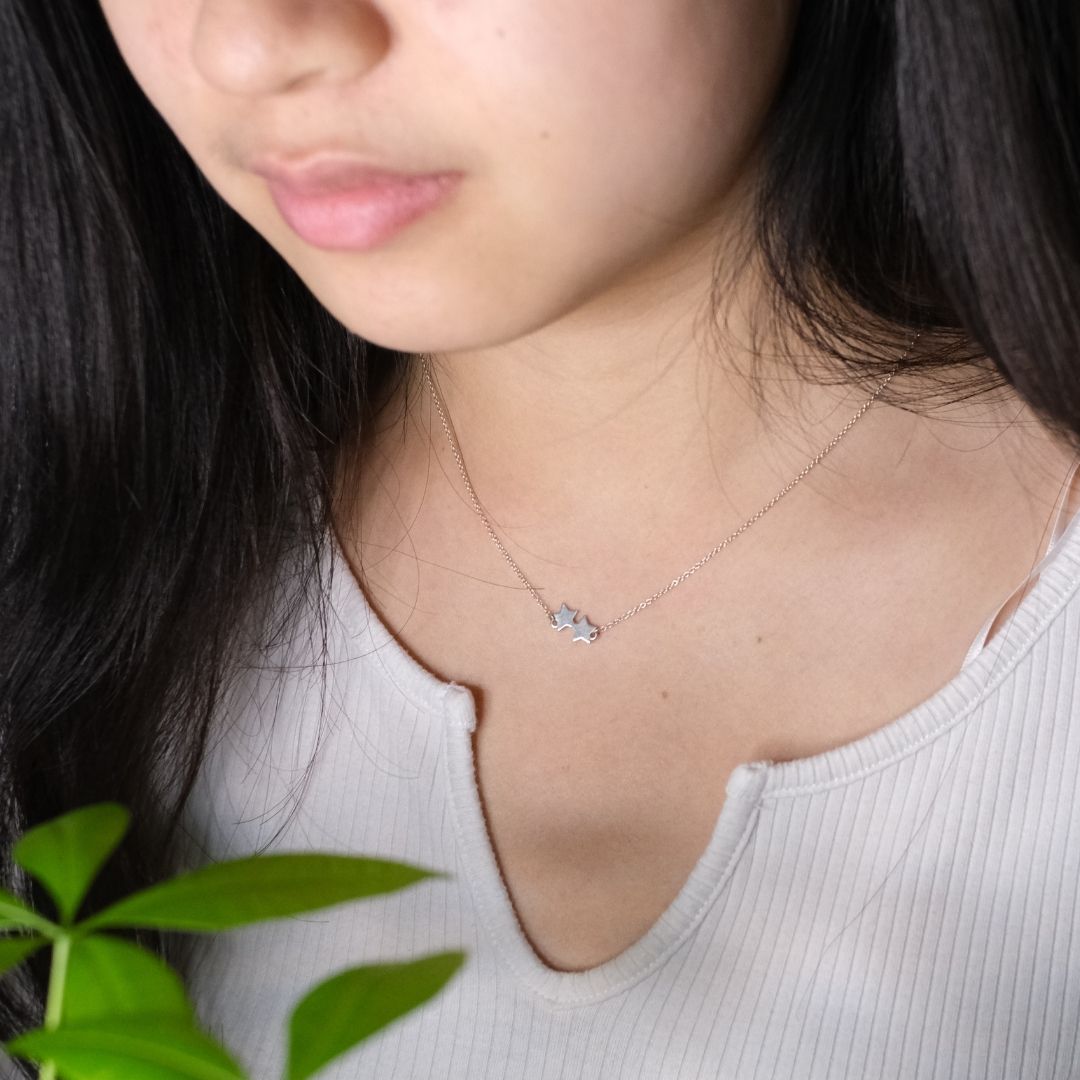 Sterling Silver Double Star Necklace | mazi + zo jewelry