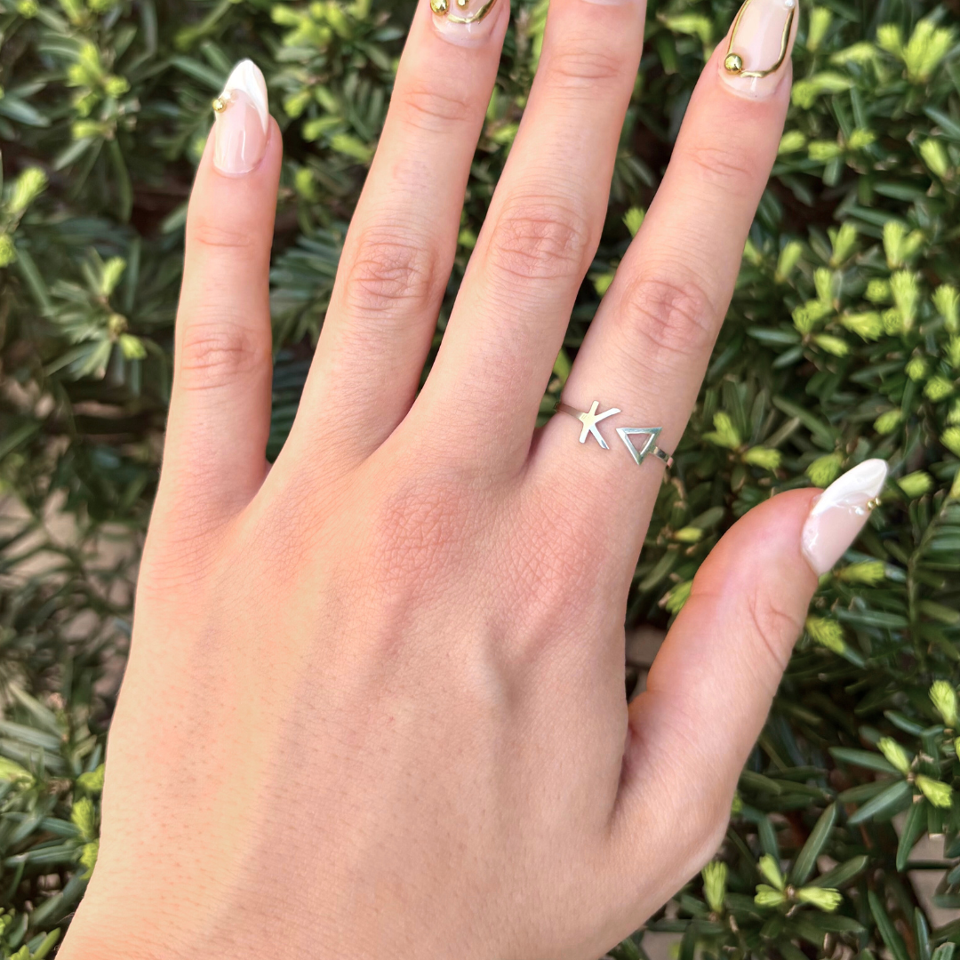 Sterling Silver Kappa Delta (KD) ring | mazi + zo sorority jewelry