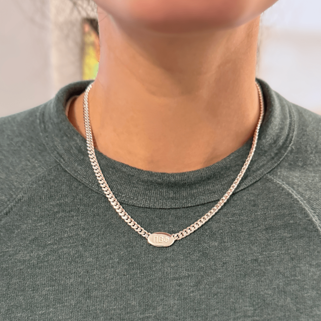 Personalized Silver Pi Beta Phi Necklace | mazi + zo sorority jewelry
