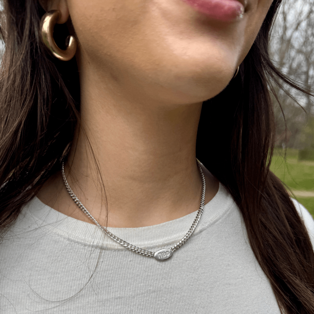 Personalized Silver Pi Beta Phi Necklace | mazi + zo sorority jewelry
