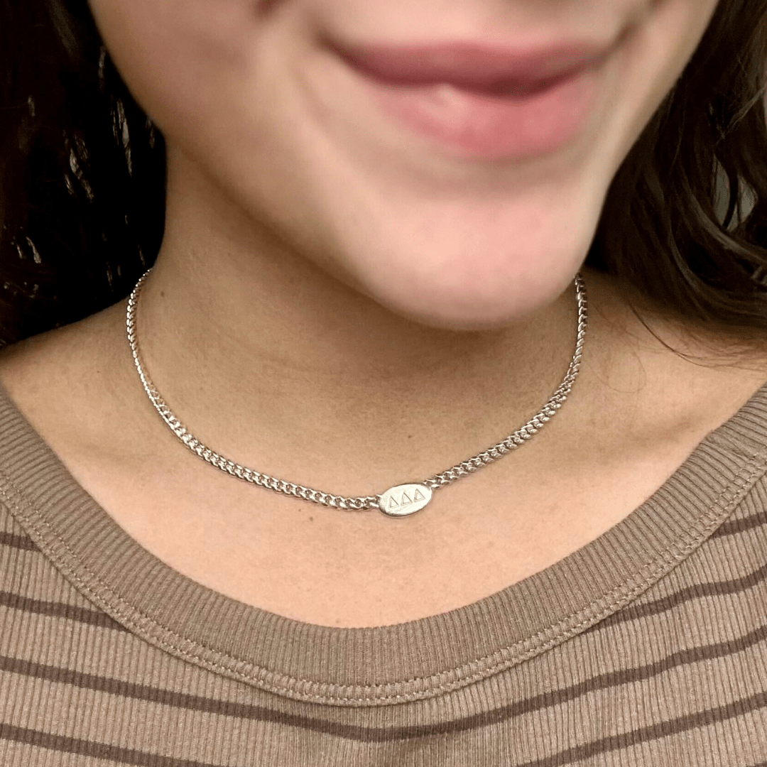 Personalizable Silver Tri Delta Necklace