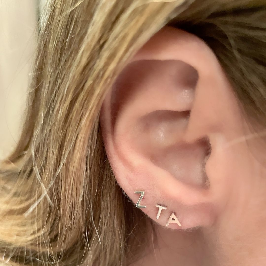 Silver Zeta Tau Alpha earrings