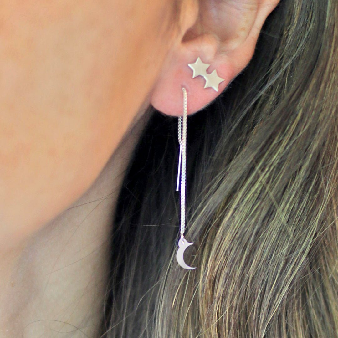 Sterling Silver Double Star Earrings | mazi + zo jewelry