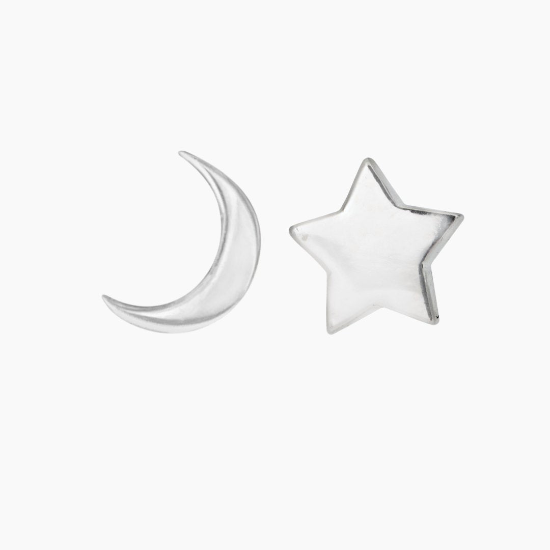 Sterling Silver Moon + Star Earrings | mazi + zo jewelry