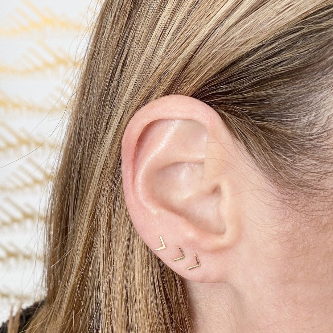 14k Gold Chevron Earrings | mazi + zo jewelry