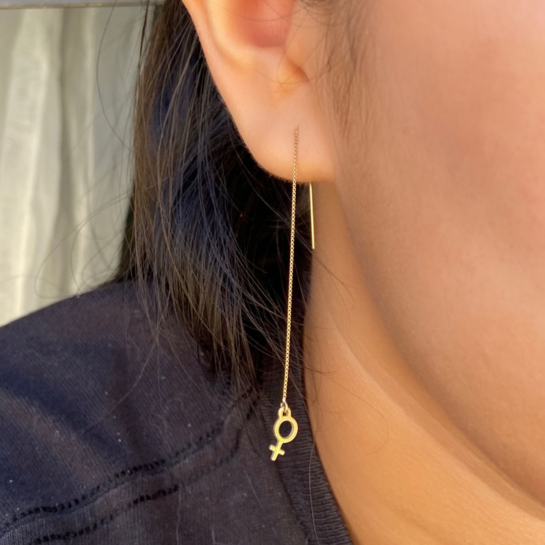 14k Gold Venus Threader Earrings | mazi + zo feminist jewelry