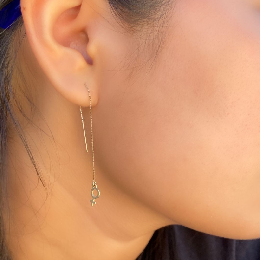 14k Gold Venus Threader Earrings | mazi + zo feminist jewelry