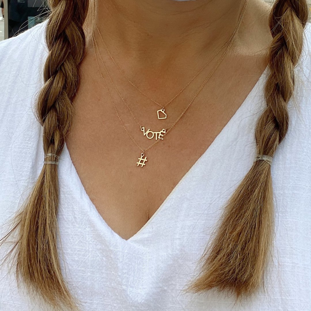 14k Gold VOTE Necklace | mazi + zo sorority jewelry