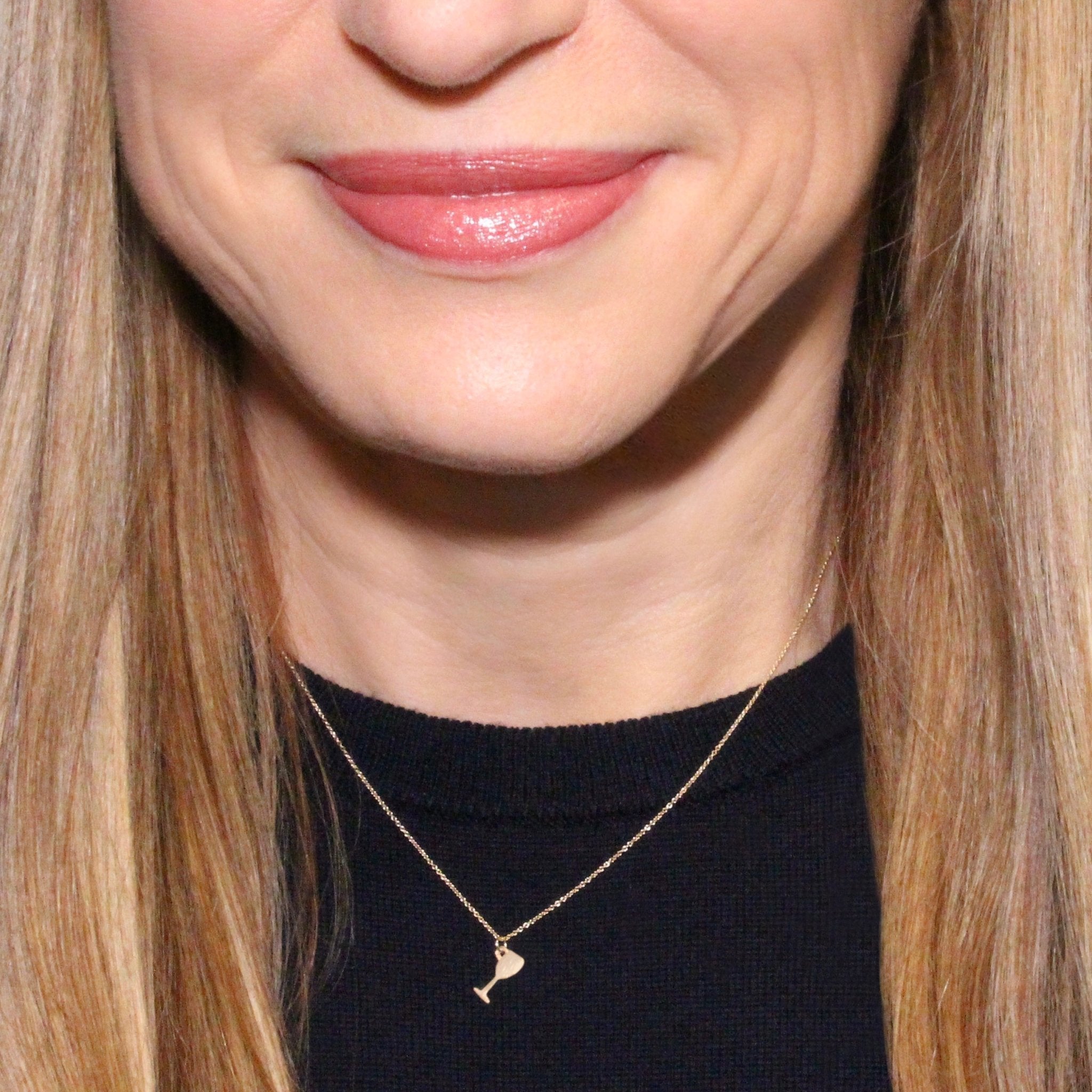 14k Gold White Wine Glass Necklace| mazi + zo