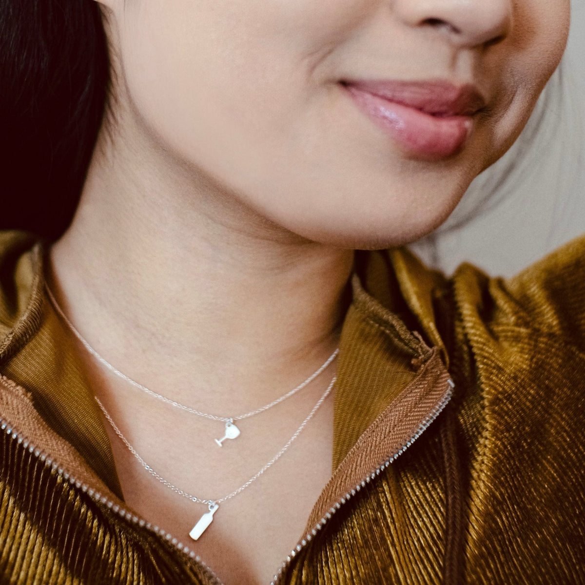 Sterling Silver Wine Bottle Necklace| mazi + zo