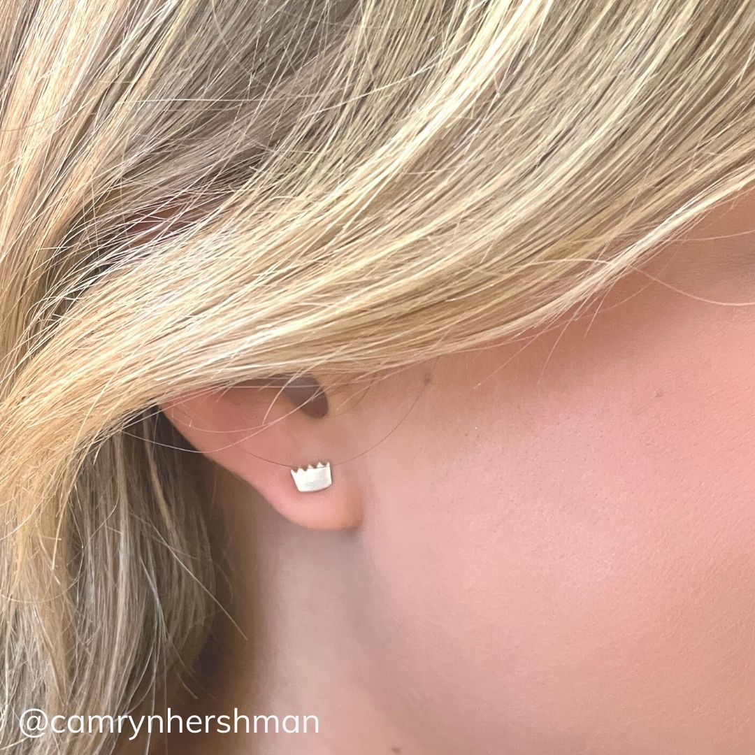 Silver Zeta Tau Alpha Crown Earrings | mazi + zo sorority jewelry