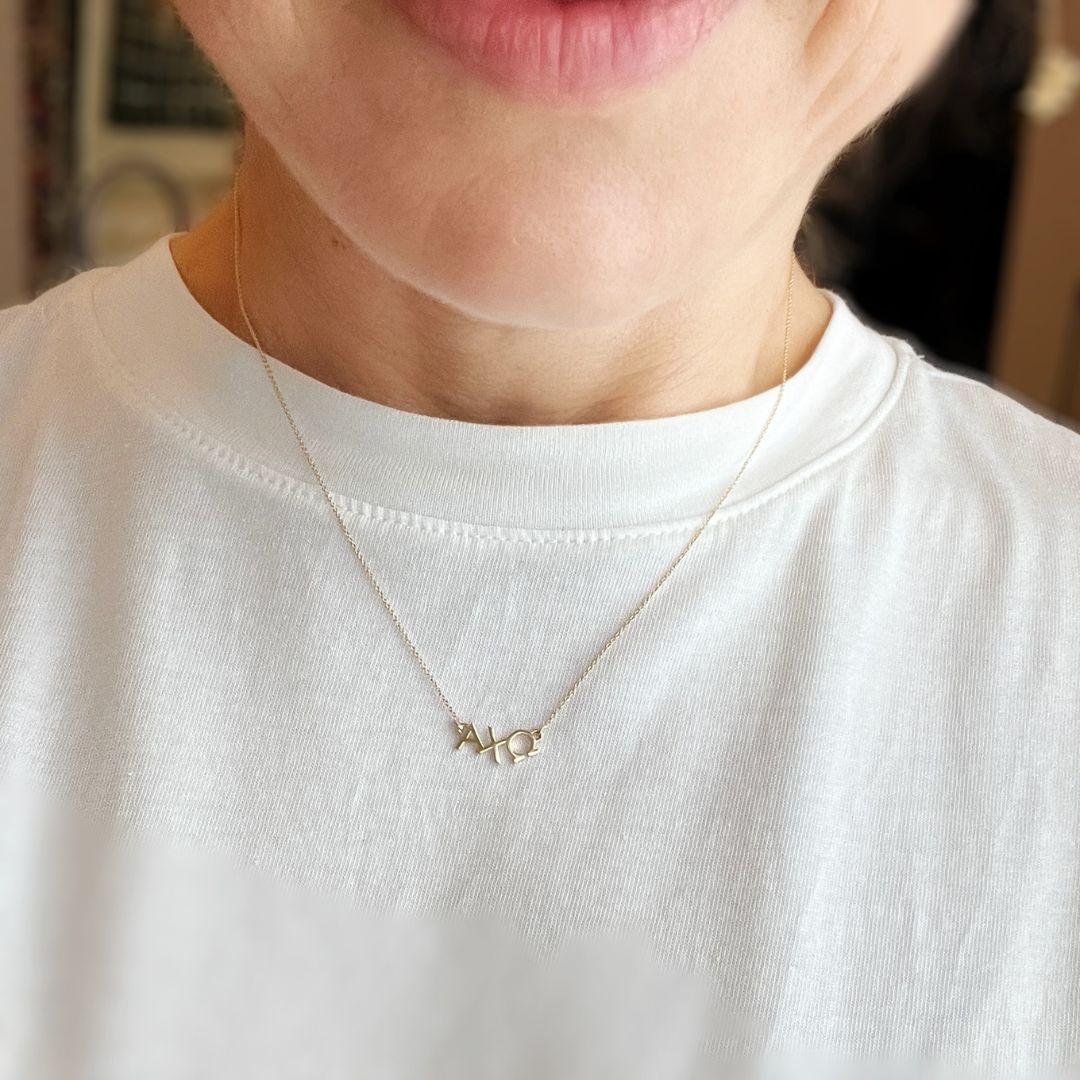 14k Gold Alpha Chi Omega (AXO) Necklace | mazi + zo sorority jewelry