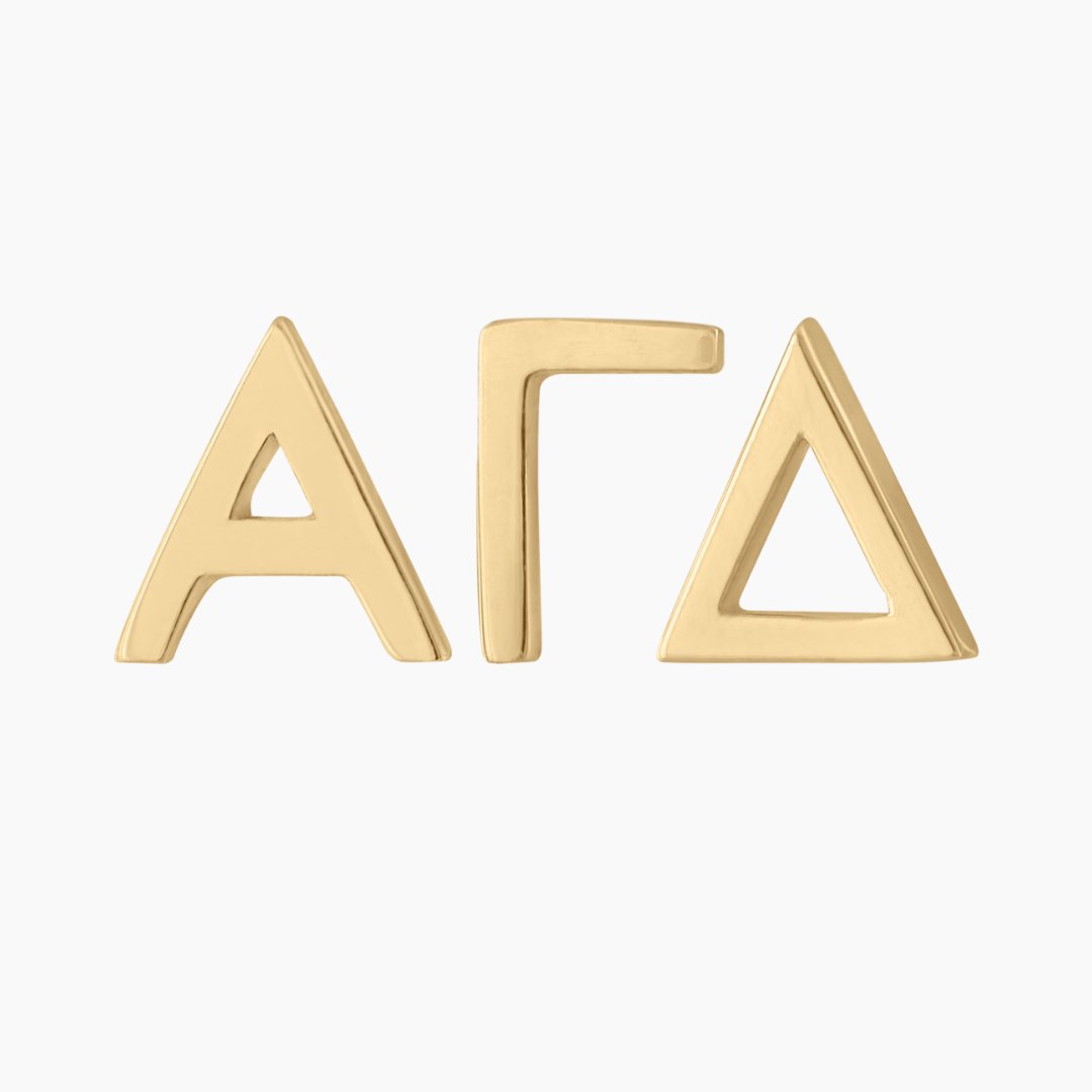 14k Gold Alpha Gamma Delta (AGD) Earrings | mazi + zo sorority jewelry