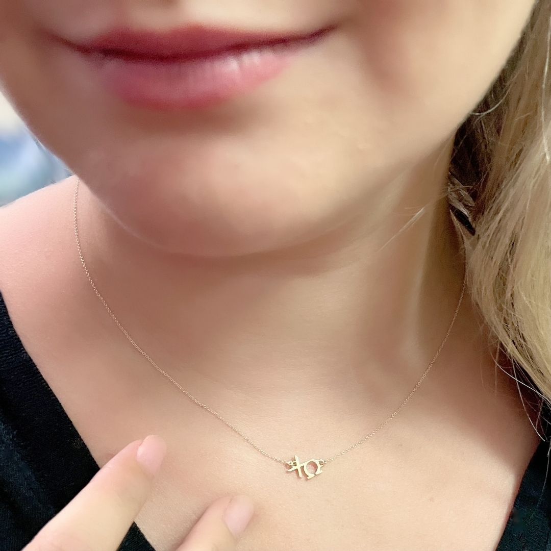 Solid 14k Gold Chi Omega Necklace | mazi + zo sorority jewelry