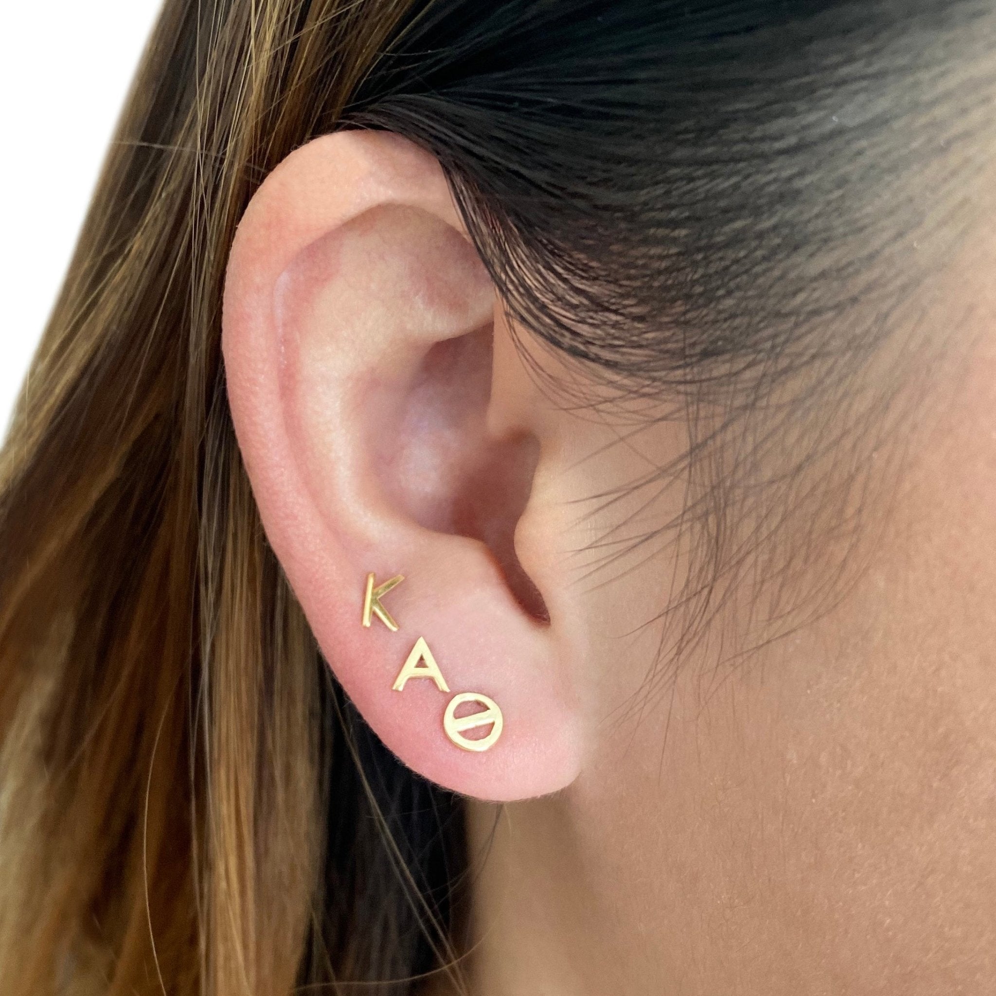 14k Gold Kappa Alpha Theta earrings | mazi + zo sorority jewelry