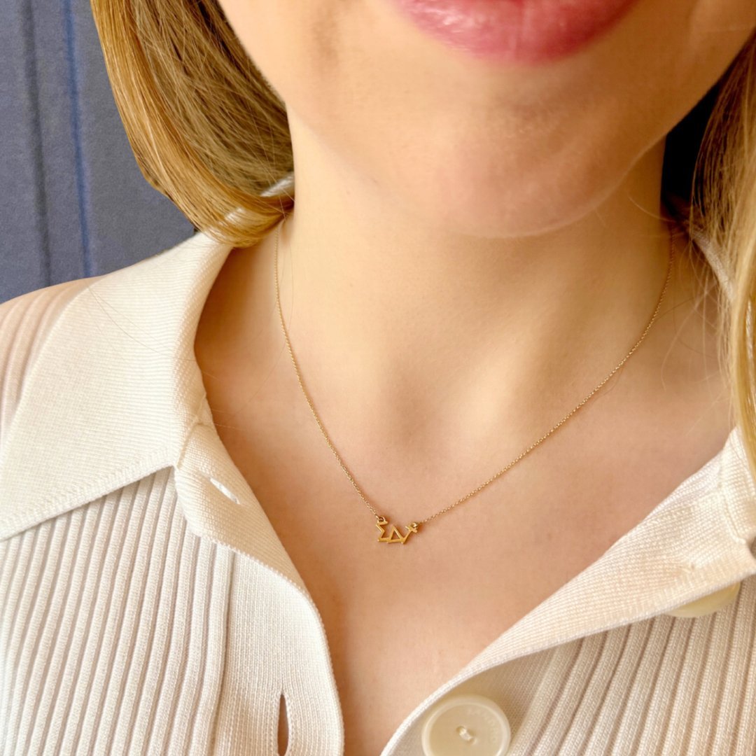 14k Gold Sigma Delta Tau Necklace | mazi + zo sorority jewelry