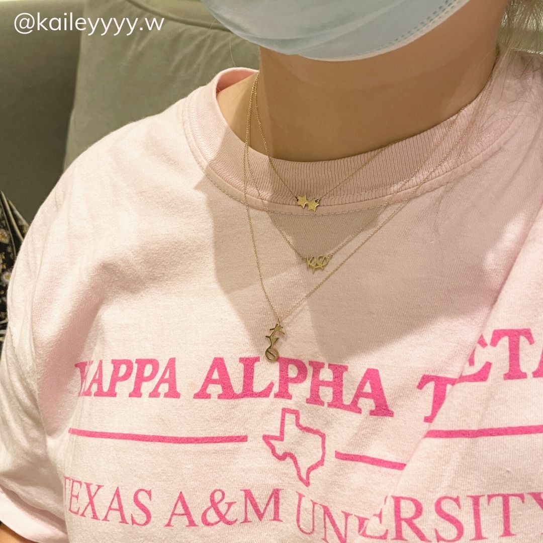 14k Gold Kappa Alpha Theta Necklace on @kaileyyyy.w | mazi + zo sorority jewelry 